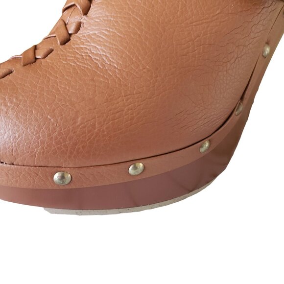 Charles Tan Leather Albert Platform Clogs sz 8.5 - Picture 4 of 8